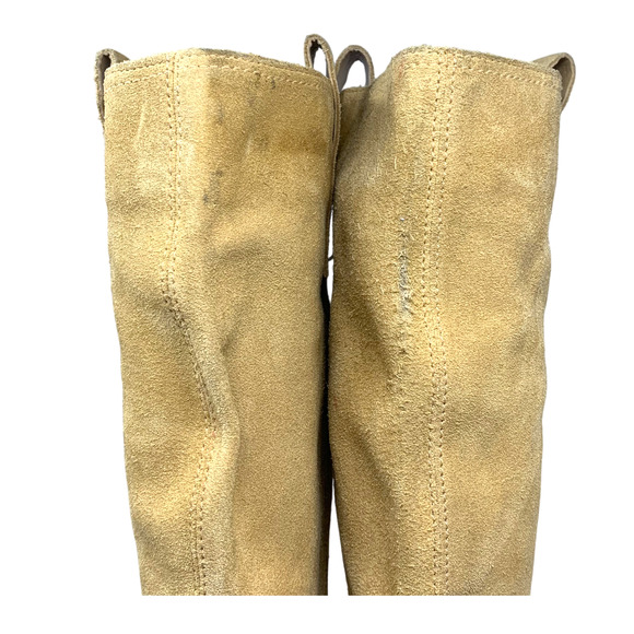 Naturalizer Hottie Tan Suede Leather Knee High Slouch Boots Sz 10 Stack Heel - Picture 8 of 11